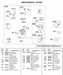 Nikki Manual Choke Carbuetor Diagram and Parts List for 589447-0310-99  Briggs and Stratton Engine